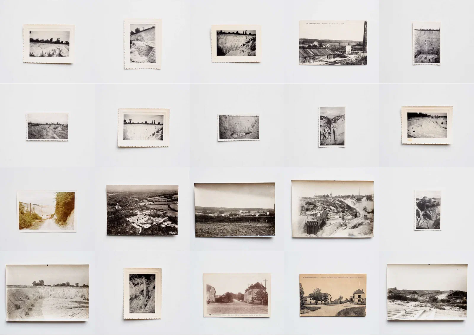 Assemblage de photographies, archives des anciennes activités minières d'Echassières.